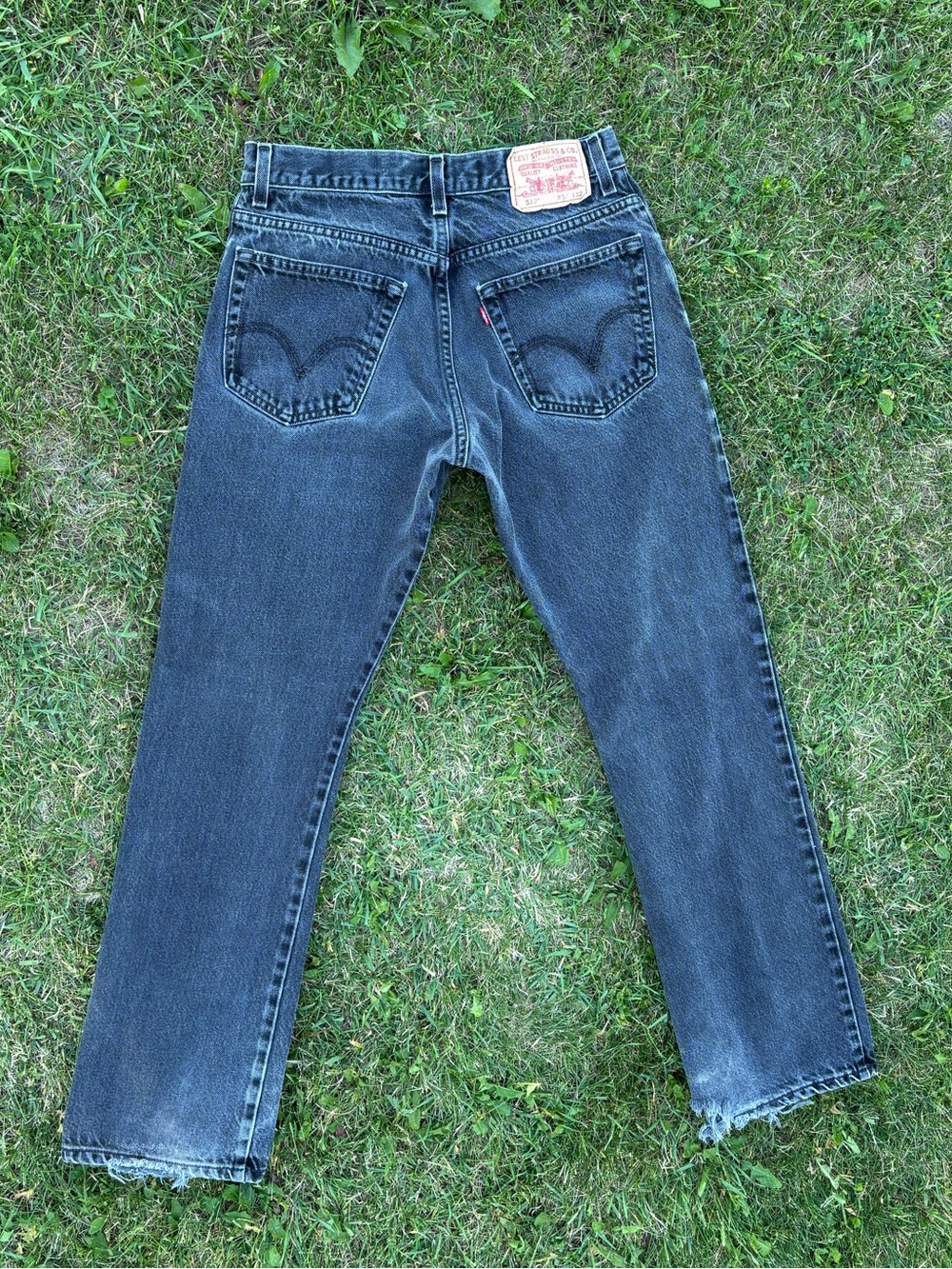 Levi's 517 Boot Cut Jeans Mens 32x32 Faded Black Denim Distressed Y2K 2007